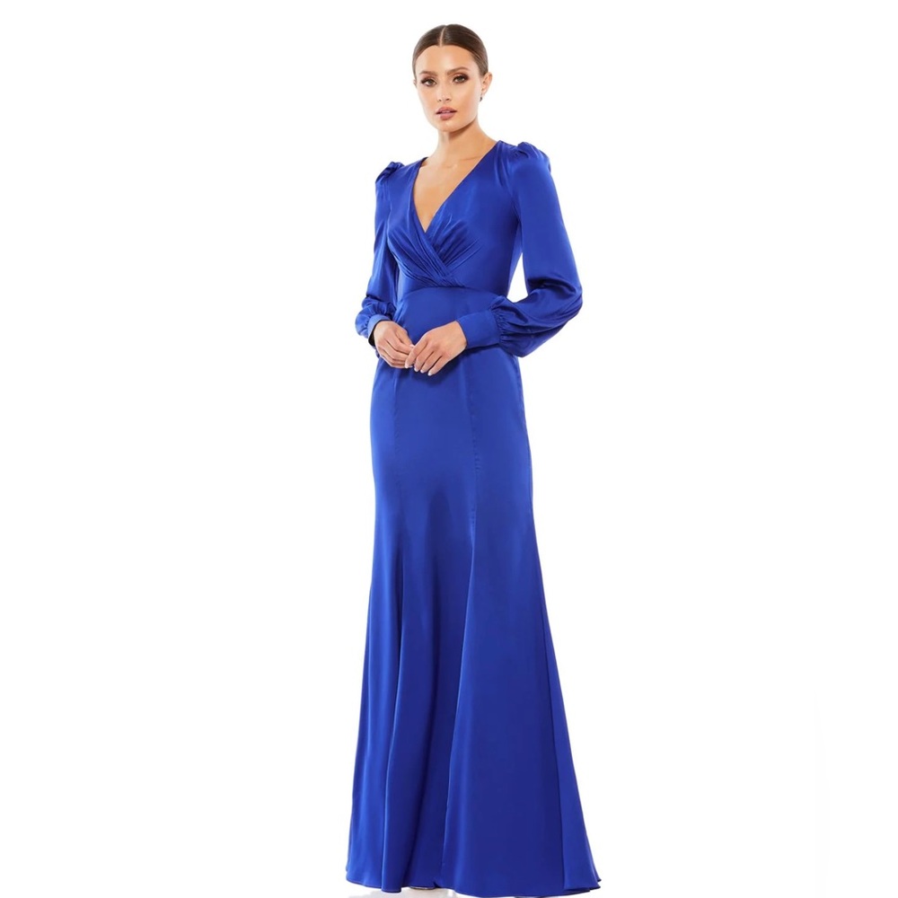 PROM DRESS 16 Satin Ruched Bishop Sleeve Gown